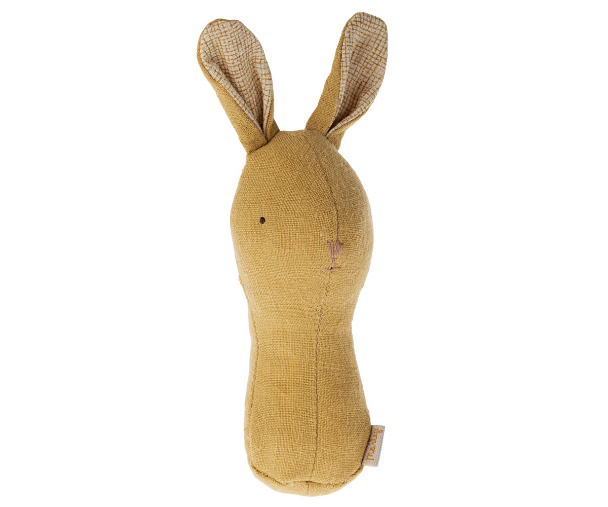 Maileg - Rassel Hase aus Leinen gelb