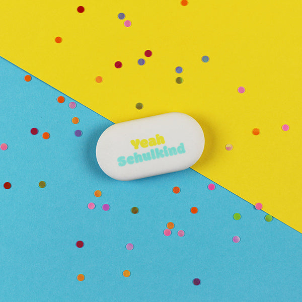 Ava & Yves - Radiergummi oval "Yeah Schulkind", gelb-mint