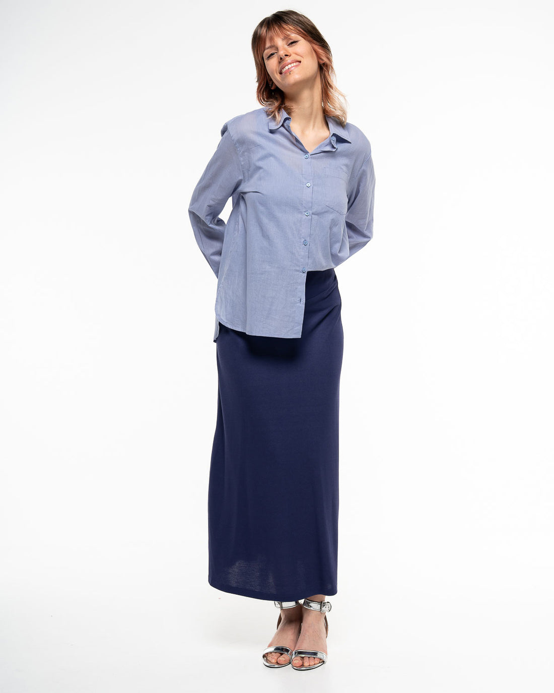 Alma & Lovis - Hemdbluse Bio-Baumwolle blau