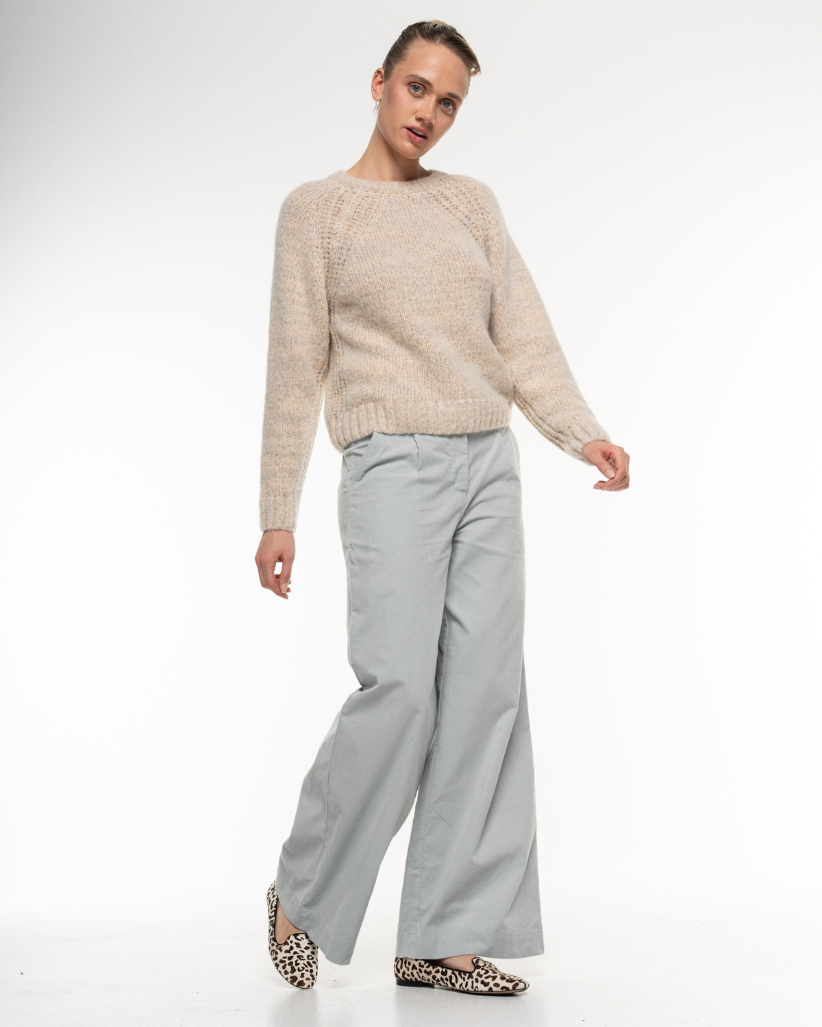 Alma & Lovis - Damen Strickpullover mit Wolle Beige