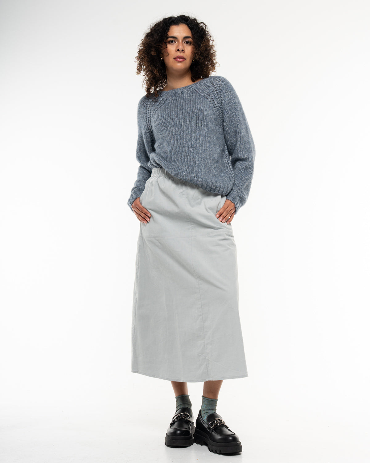 Alma & Lovis - Damen Strickpullover mit Wolle Blau