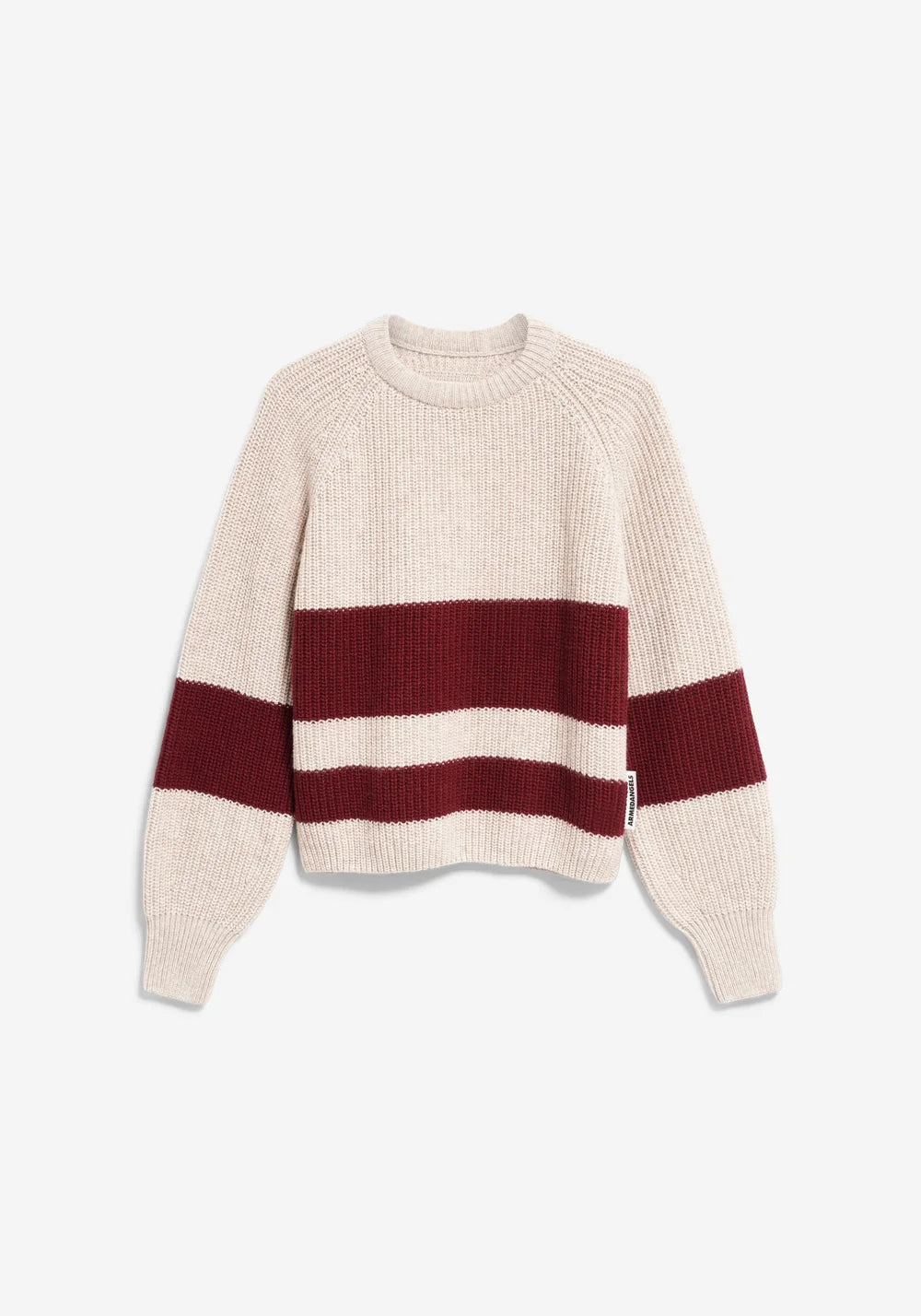 Armedangels - Strickpullover Bio-Wollmix Streifen natur/weinrot