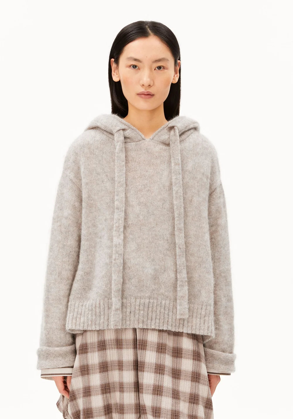 Armedangels - Strickpullover mit Kapuze, grau