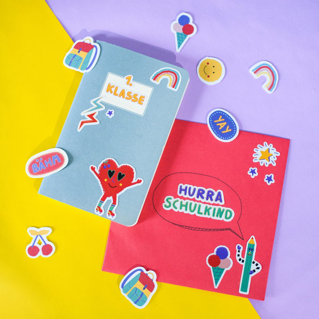 Ava & Yves - Klebe-Sticker Einschulung Sunny and Friends