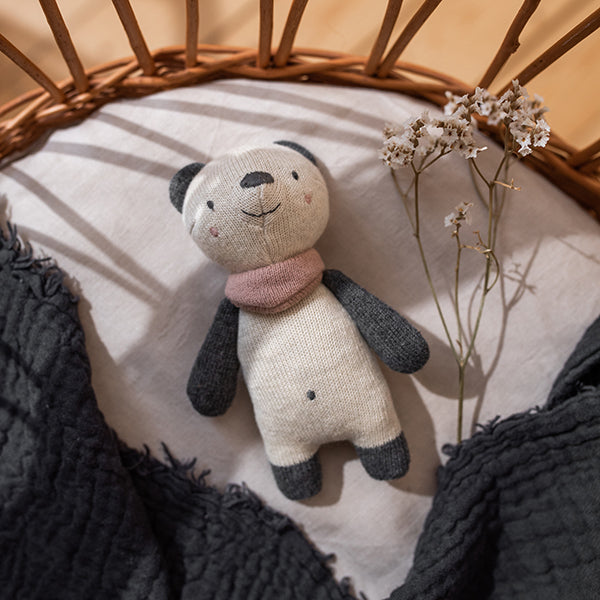 Ava & Yves - Babyrassel Baumwolle (bio) Panda rosa