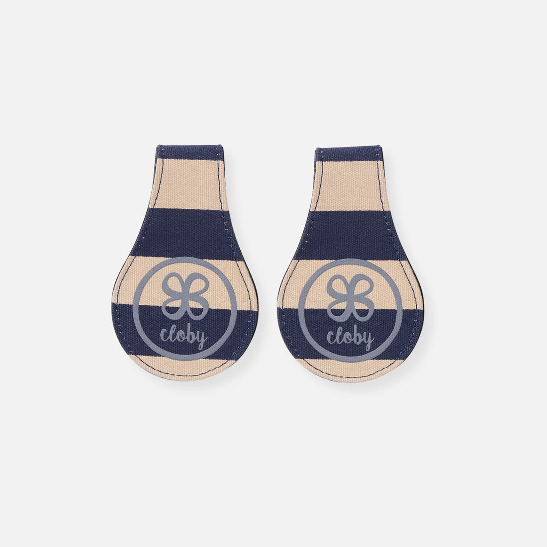 Cloby - Wendbare Leder Magnetclips blau/ Streifen
