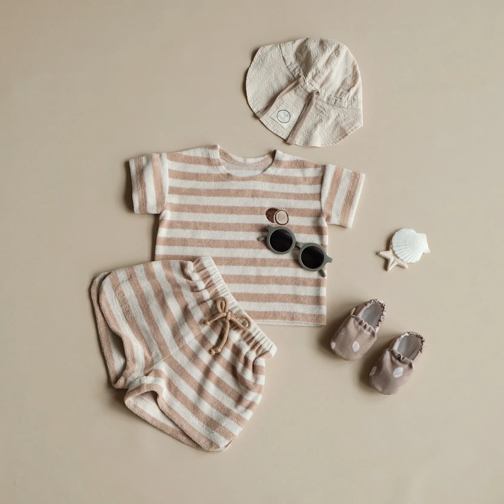 Cosy Roots - Kinder T-shirt „Terry“ braun-weiß gestreift