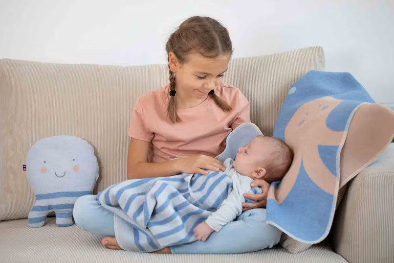 David Fussenegger - Babydecke Baumwolle Mini Marine hellblau