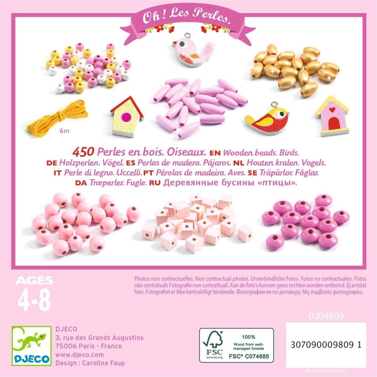 Djeco - Bastelset Holzperlen Schmuck Vögel