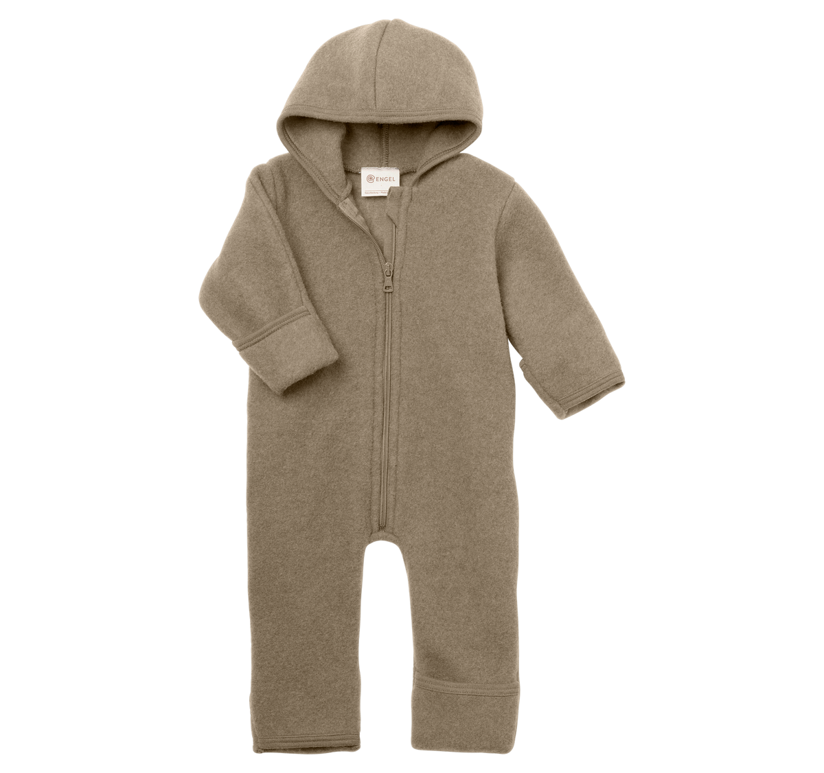 Engel - Baby Zip Overall Wollfleece mit Kapuze beige