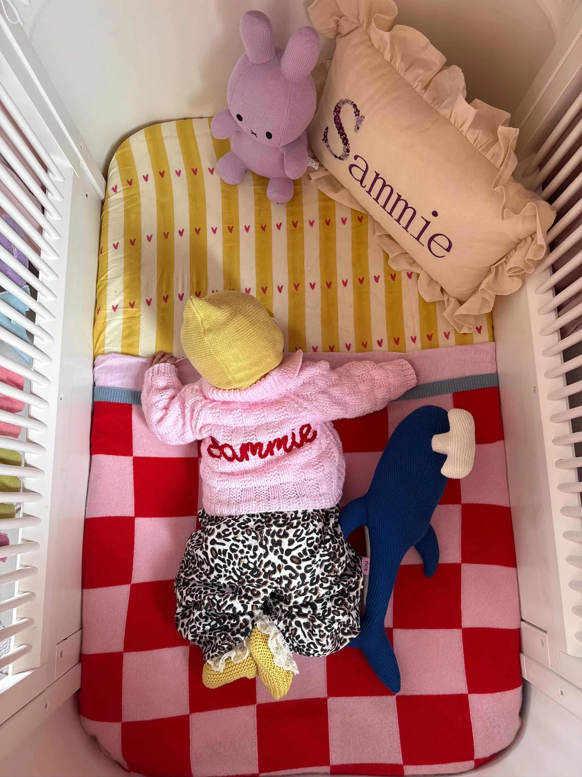 Finding Dodo - Babydecke Alma Cashmere Karo rosa/rot
