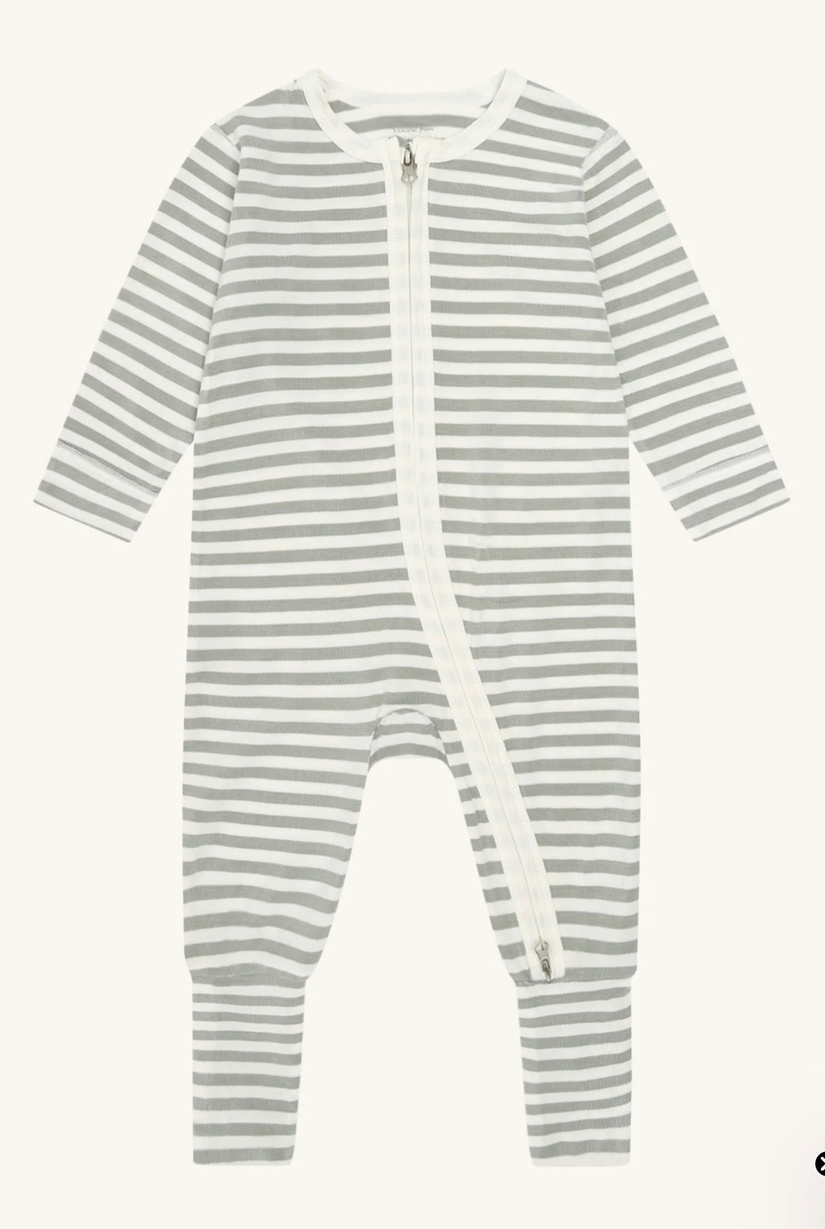 Hust & Claire - Baby Strampler grau-weiß gestreift