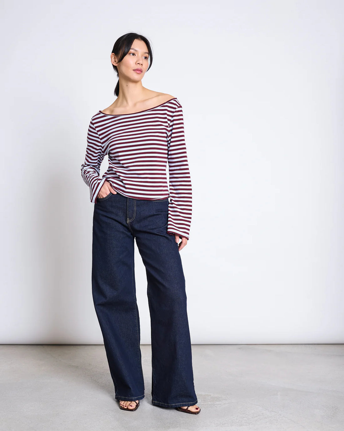 Jan ´n June - Offshoulder Langarmshirt Arba getreift Rot Blau