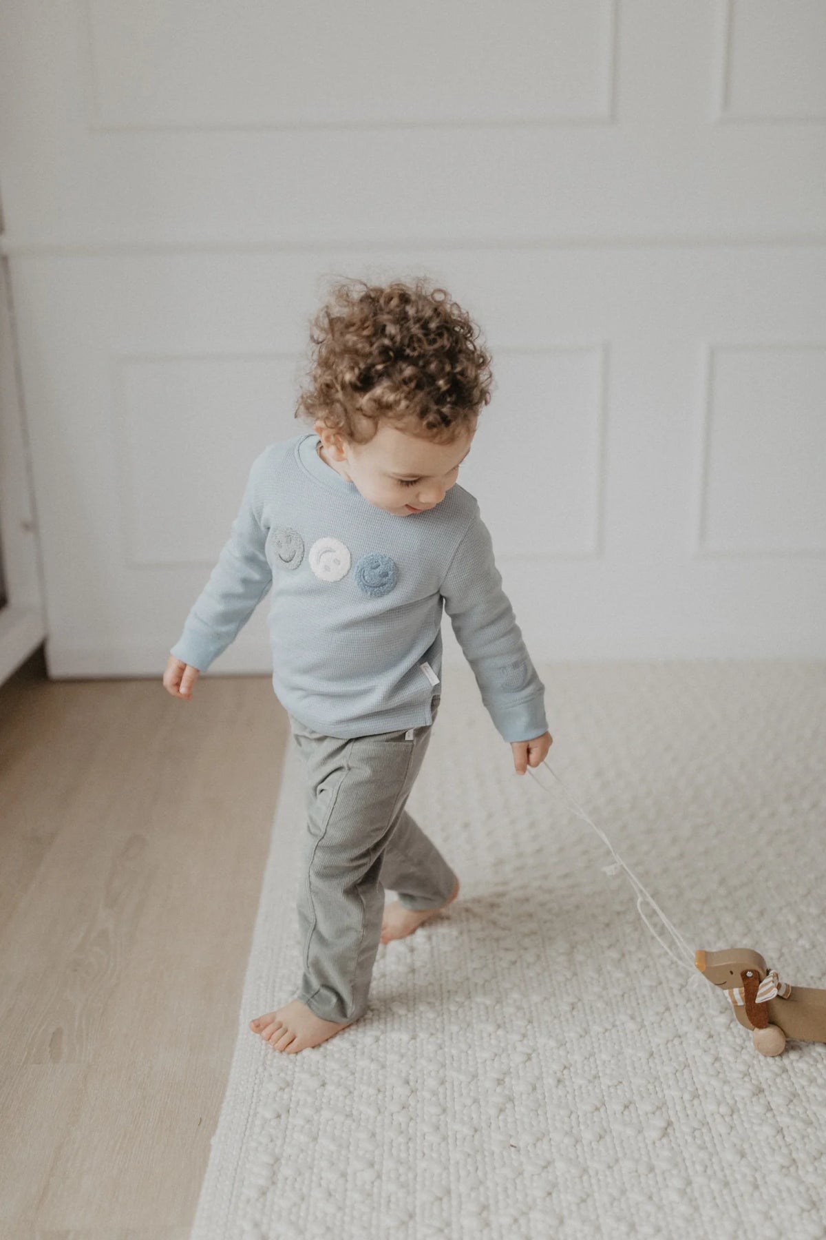 Leevje - Kinder Langarmshirt Waffelpique Smiley Baumwolle (bio)