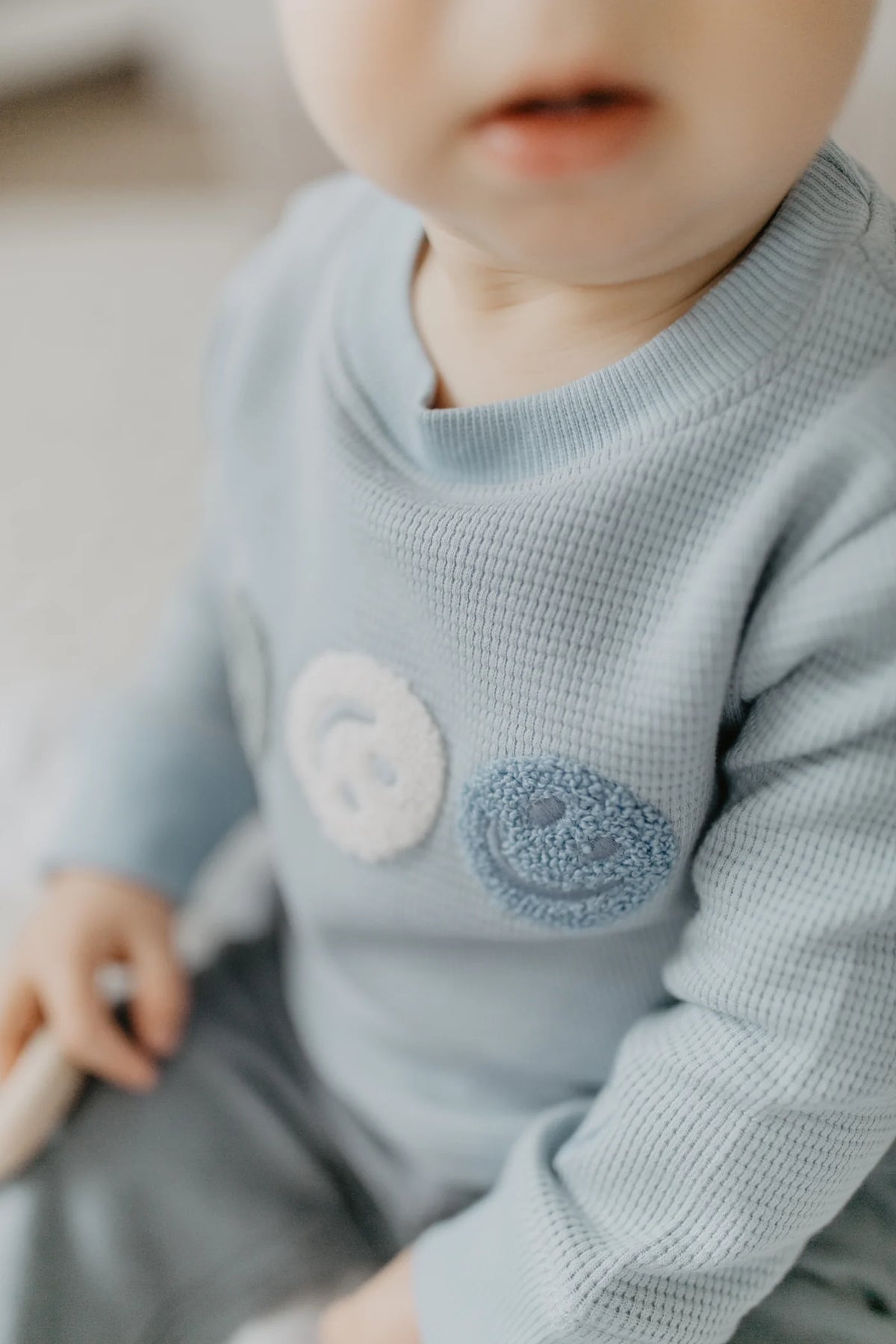 Leevje - Kinder Langarmshirt Waffelpique Smiley Baumwolle (bio)