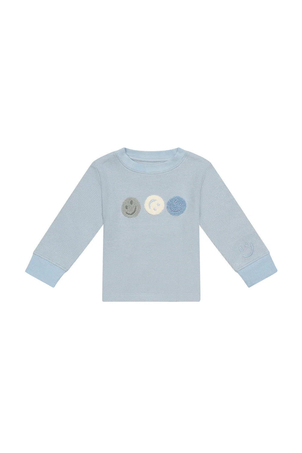 Leevje - Kinder Langarmshirt Waffelpique Smiley Baumwolle (bio)