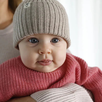 Lille Toni - Kinder Mütze "Emma" braun aus Merinowolle für Jungen & Mädchen