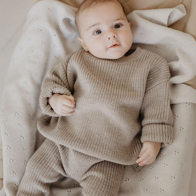 Lille Toni - Baby Pullover "Paul" braun aus Merinowolle unisex