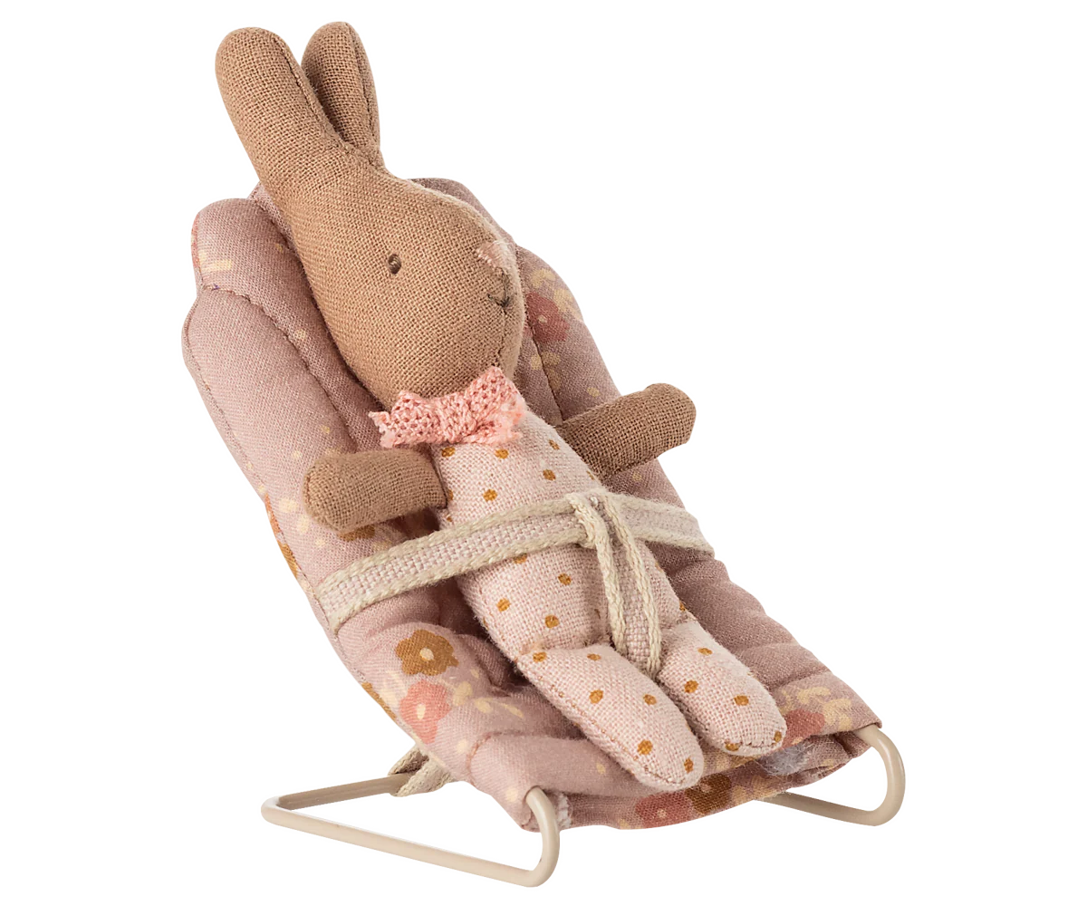 Maileg - Babysitter Wiege - rosa Blumenmuster