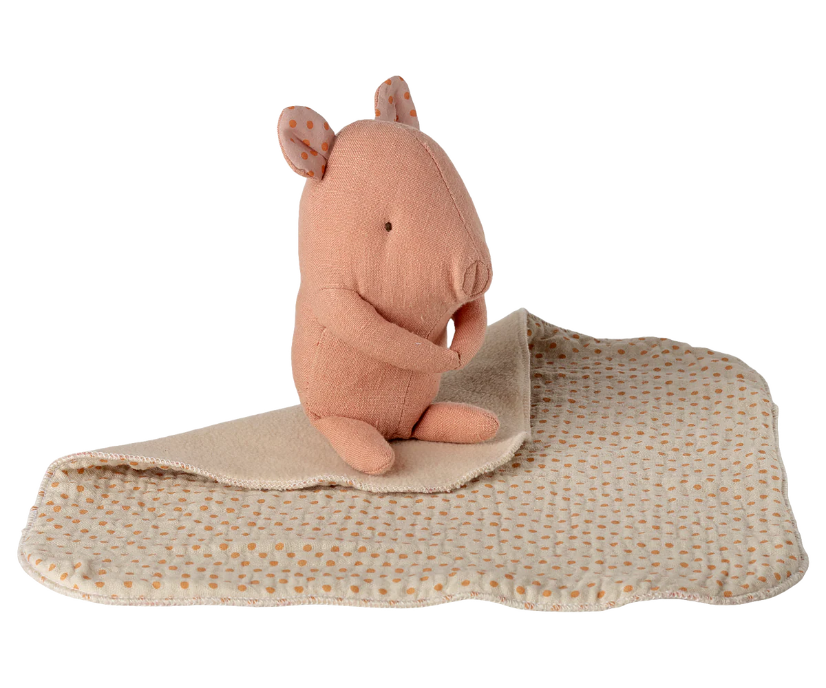 Maileg - Mini Schwein rosa mit Schmusetuch