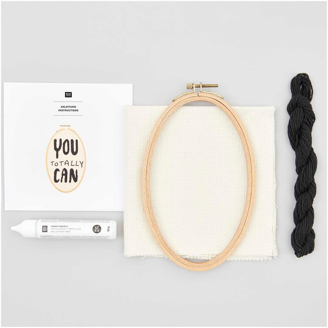 RICO DESIGN - Punch Needle Set „You Totally Can“ oval, 13 x 21 cm - AURYN Shop