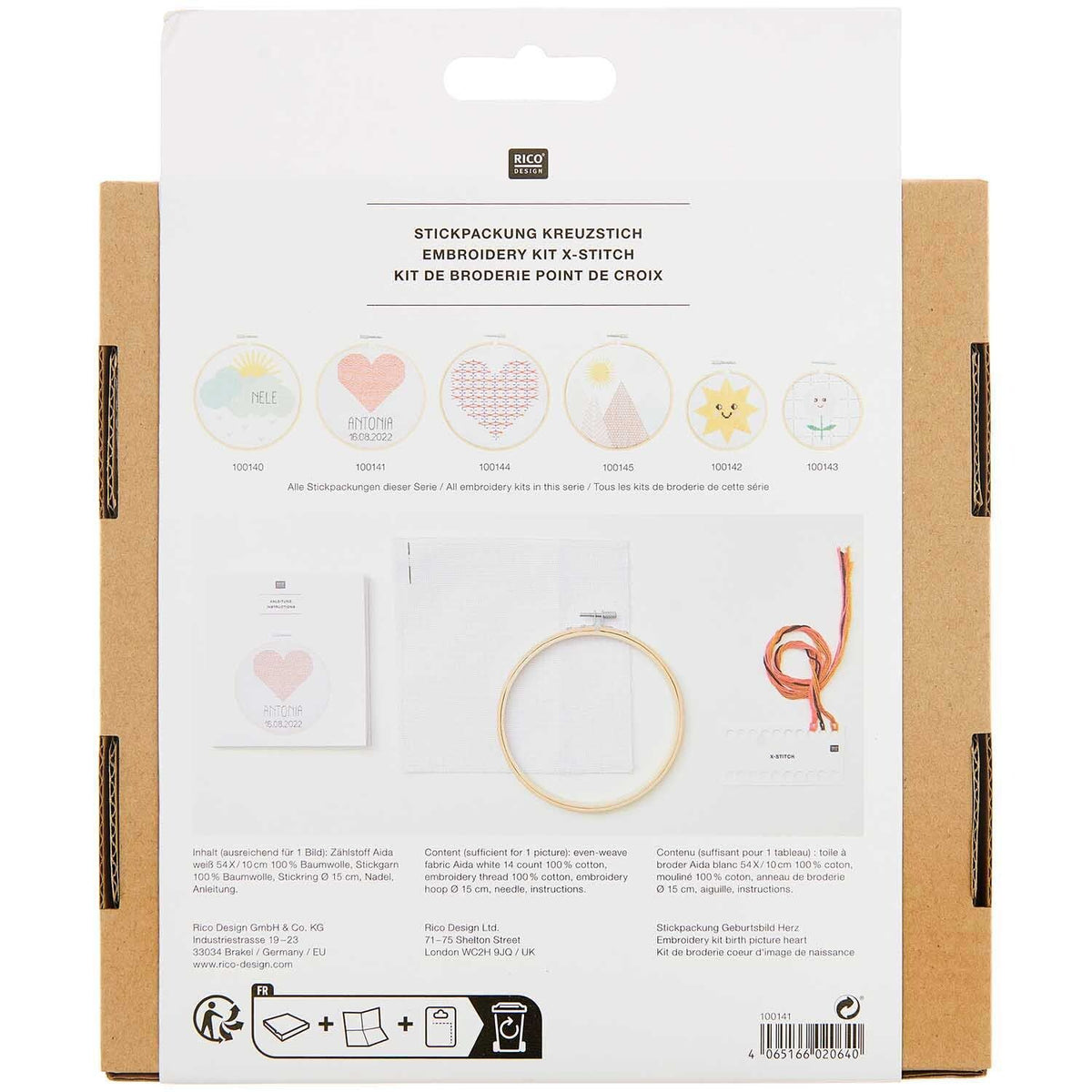 RICO DESIGN - Stickpackung Geburtsbild Herz