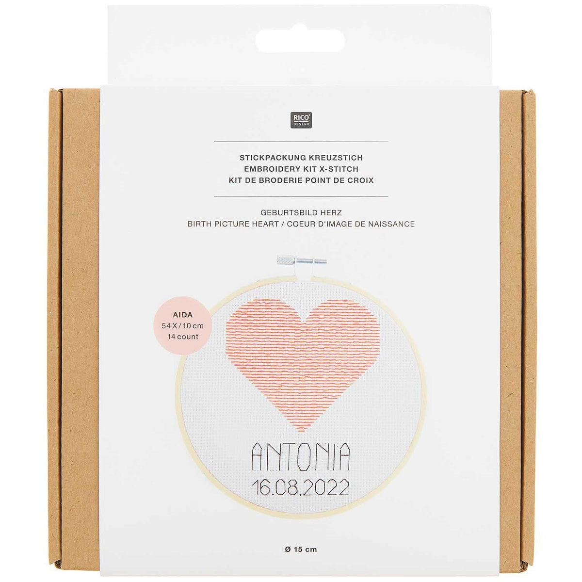 RICO DESIGN - Stickpackung Geburtsbild Herz