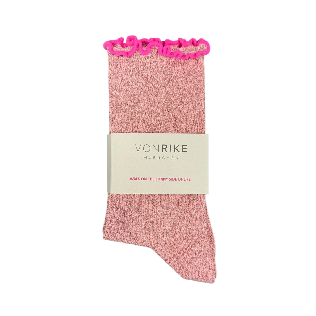 Von Rike - Damen Socken Glitzer Ringel rosa