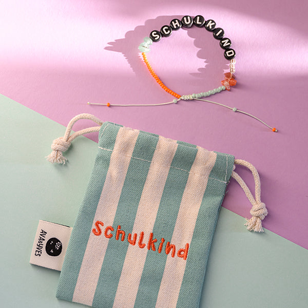 Ava & Yves -Perlenarmband Schulkind in mint/orange