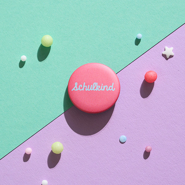 Ava & Yves - Kinder Button Schulkind, rosa-hellblau