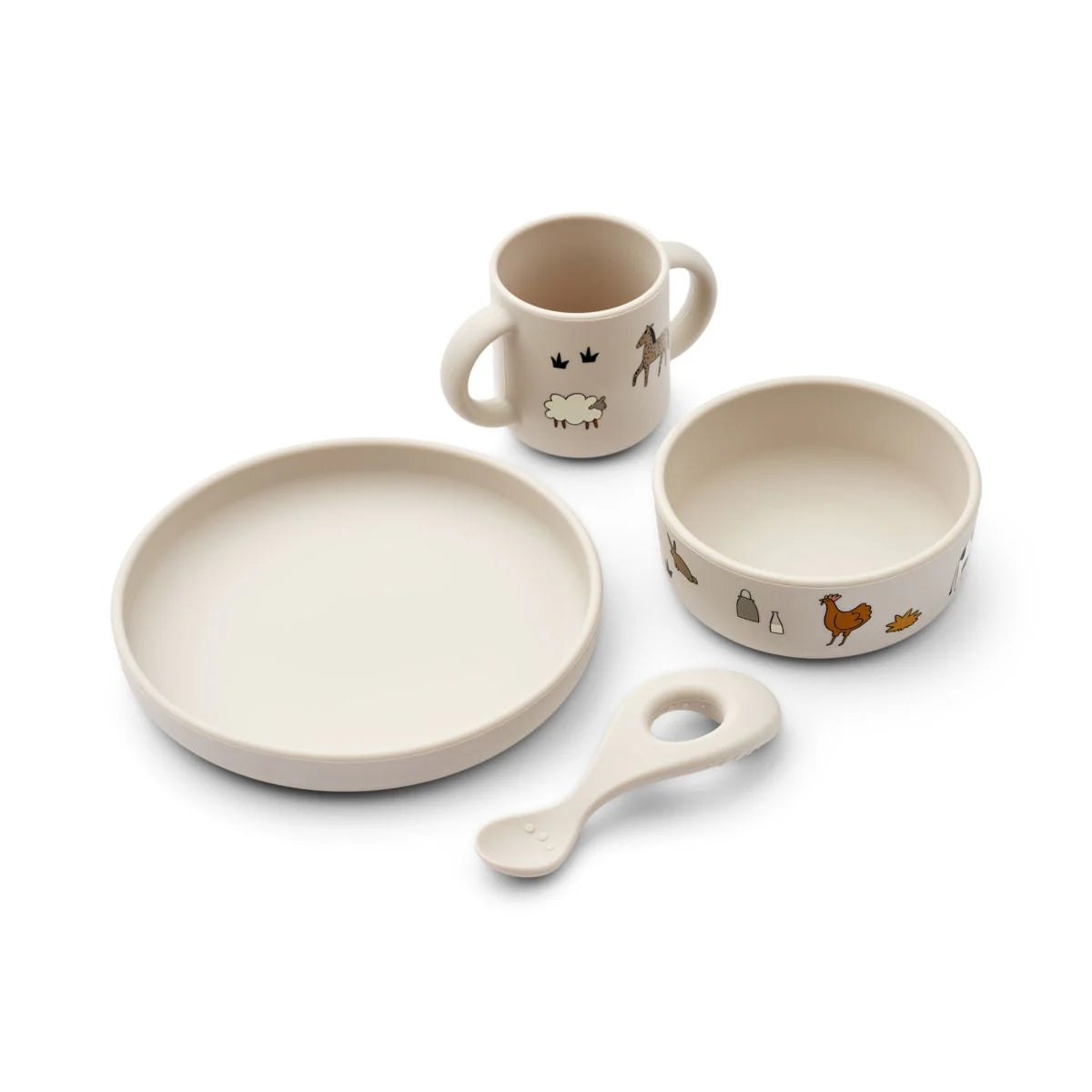 Liewood - Vivi Silikon Geschirrset 4er Pack - sandy / Bauernhof