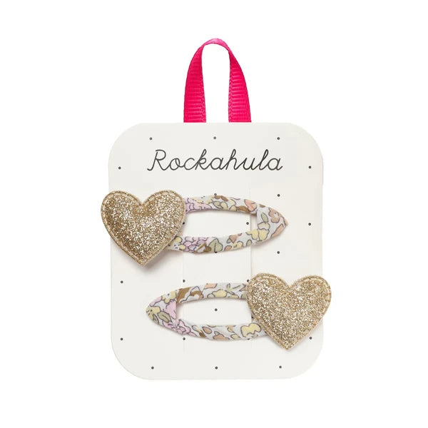 Rockahula - Goldene Herz-Haarspangen, 2er Set