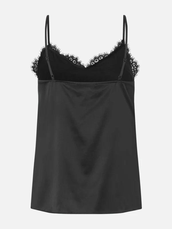 Rosemunde - Seidentop mit Spitze schwarz