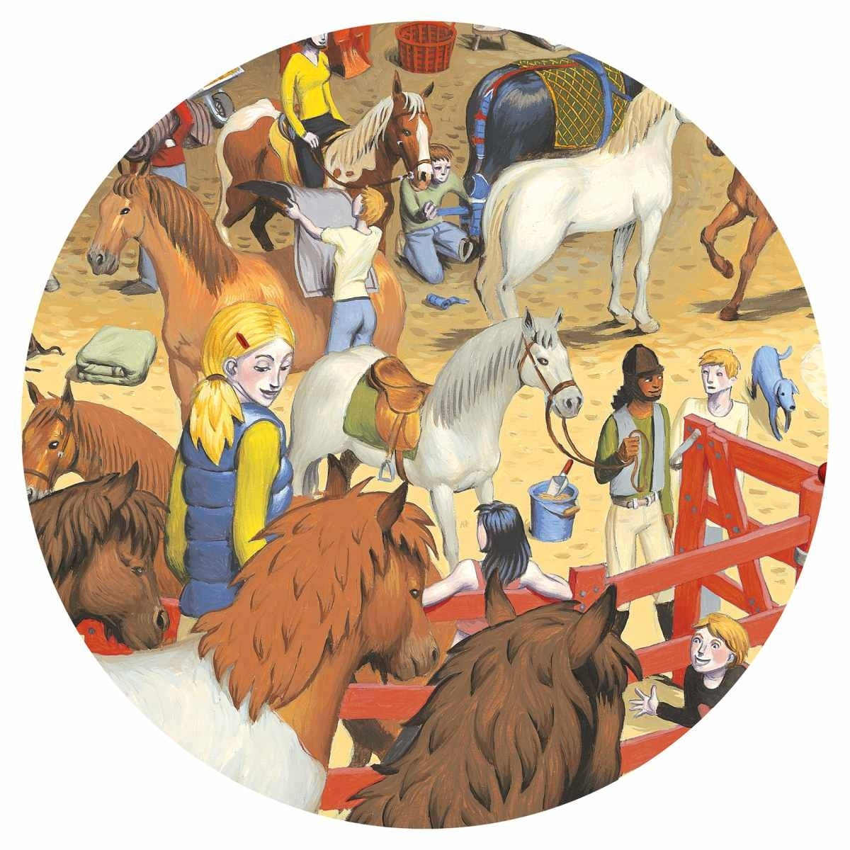 Wimmelpuzzle Reiterhof 200 Teile für Mädchen und Jungen fair produziert von Djeco