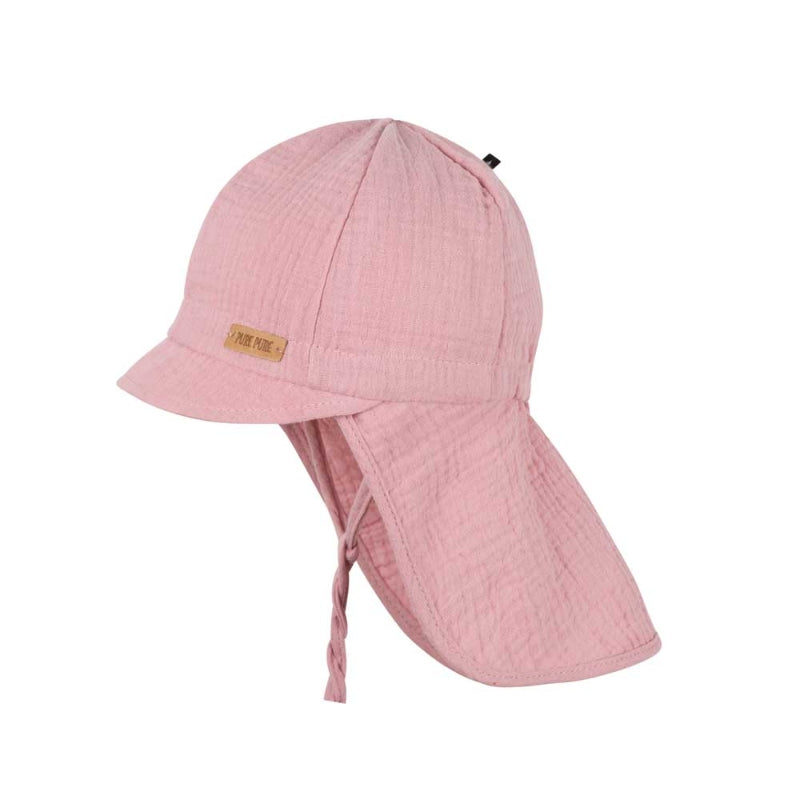 Pure Pure - Sonnenkappe UV-Schutz Musselin rosa mit Nackenschutz