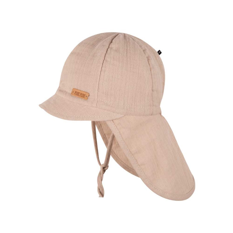 Pure Pure - Sonnenkappe UV-Schutz Musselin beige mit Nackenschutz