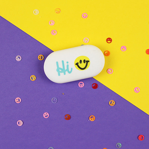 Ava &amp; Yves - Radiergummi oval "Hi", gelb-blau