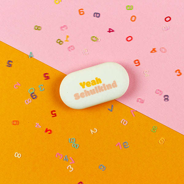 Ava &amp; Yves - Radiergummi oval "Yeah Schulkind", rosa/orange