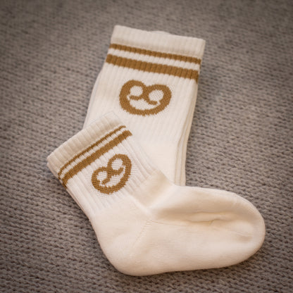 AURYN -  Brezen- Socken weiss/ braun - Partnerlooksocken MINI &amp; ME