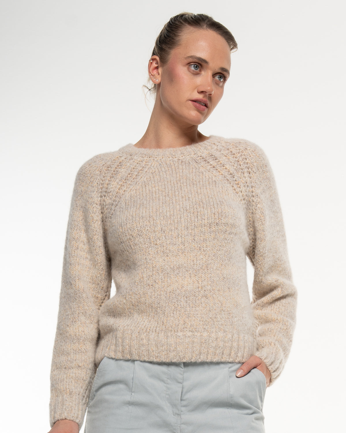 Alma &amp; Lovis - Damen Strickpullover mit Wolle Beige
