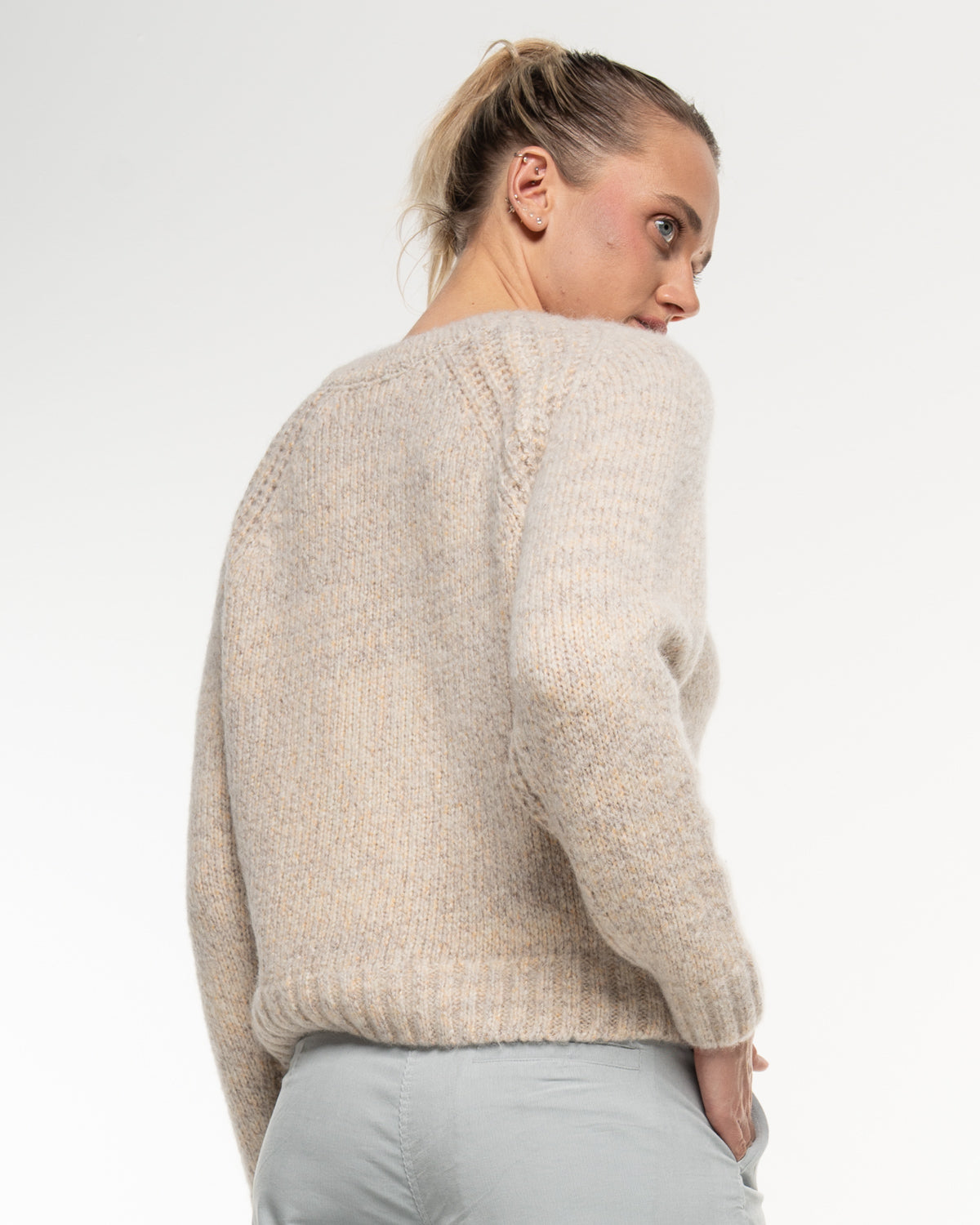 Alma &amp; Lovis - Damen Strickpullover mit Wolle Beige