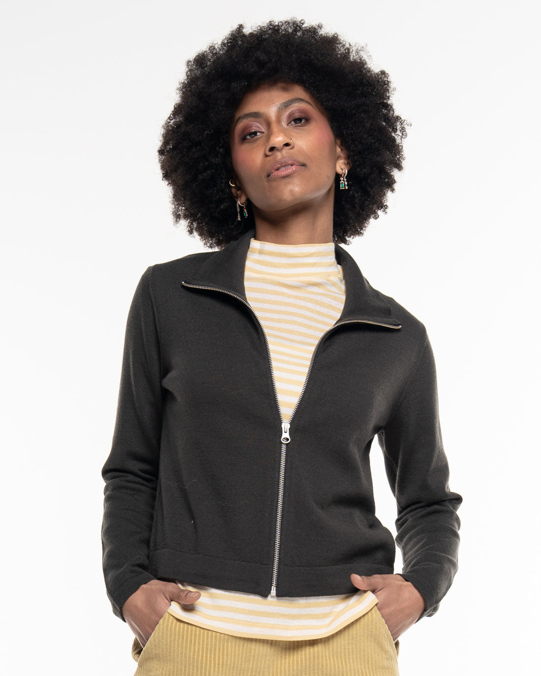 Alma & Lovis - Damen Kurzjacke Wolle und Baumwolle (Bio) Dunkelgrau