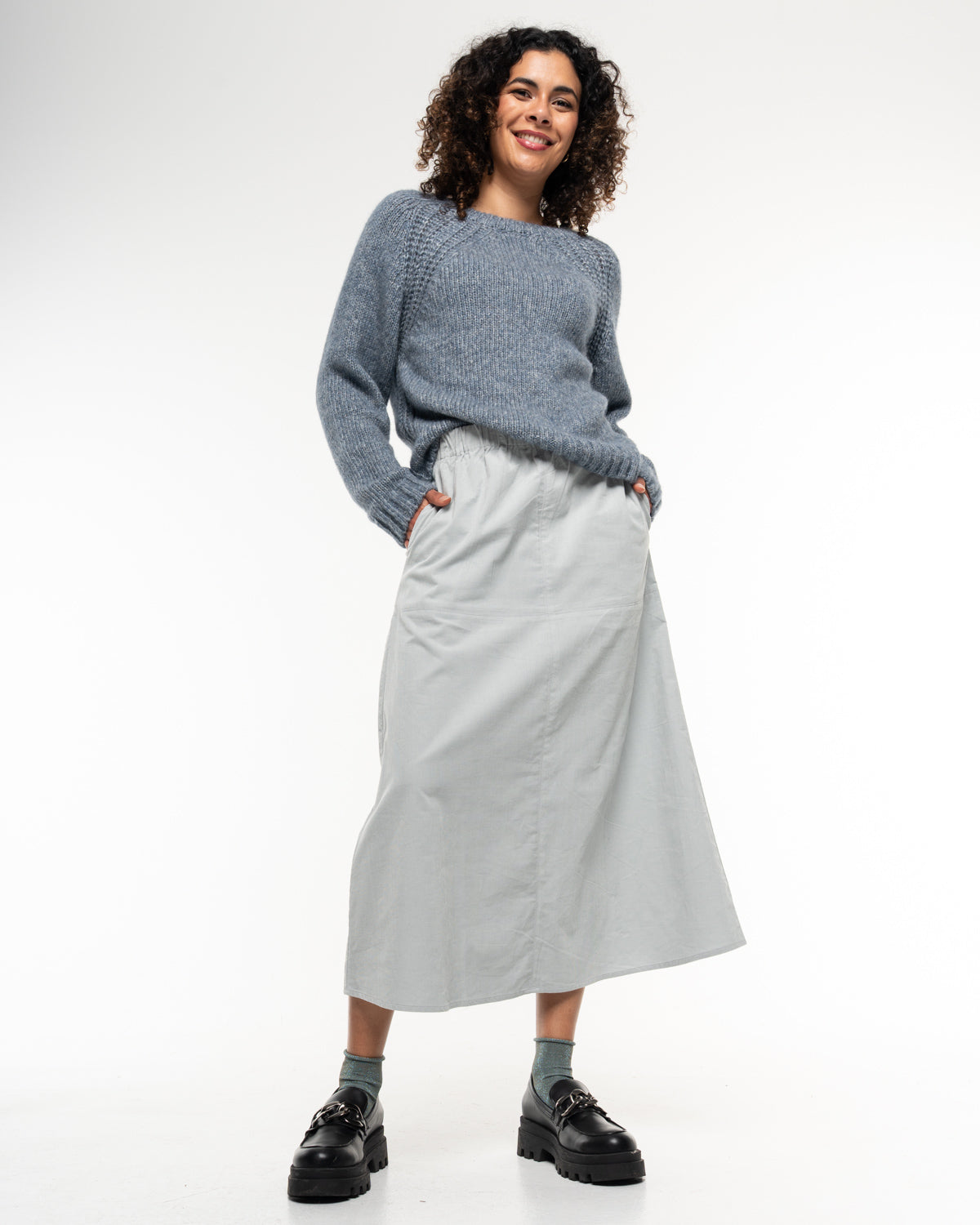 Alma &amp; Lovis - Damen Strickpullover mit Wolle Blau