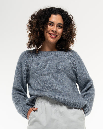 Alma &amp; Lovis - Damen Strickpullover mit Wolle Blau
