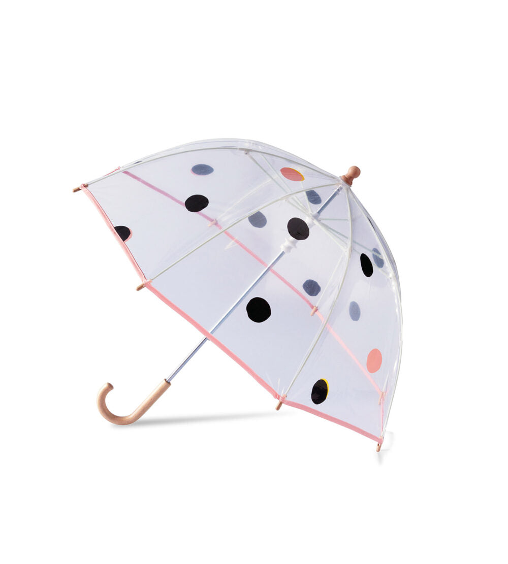Anatole - Kinder Regenschirm schwarz-rosa gepunktet