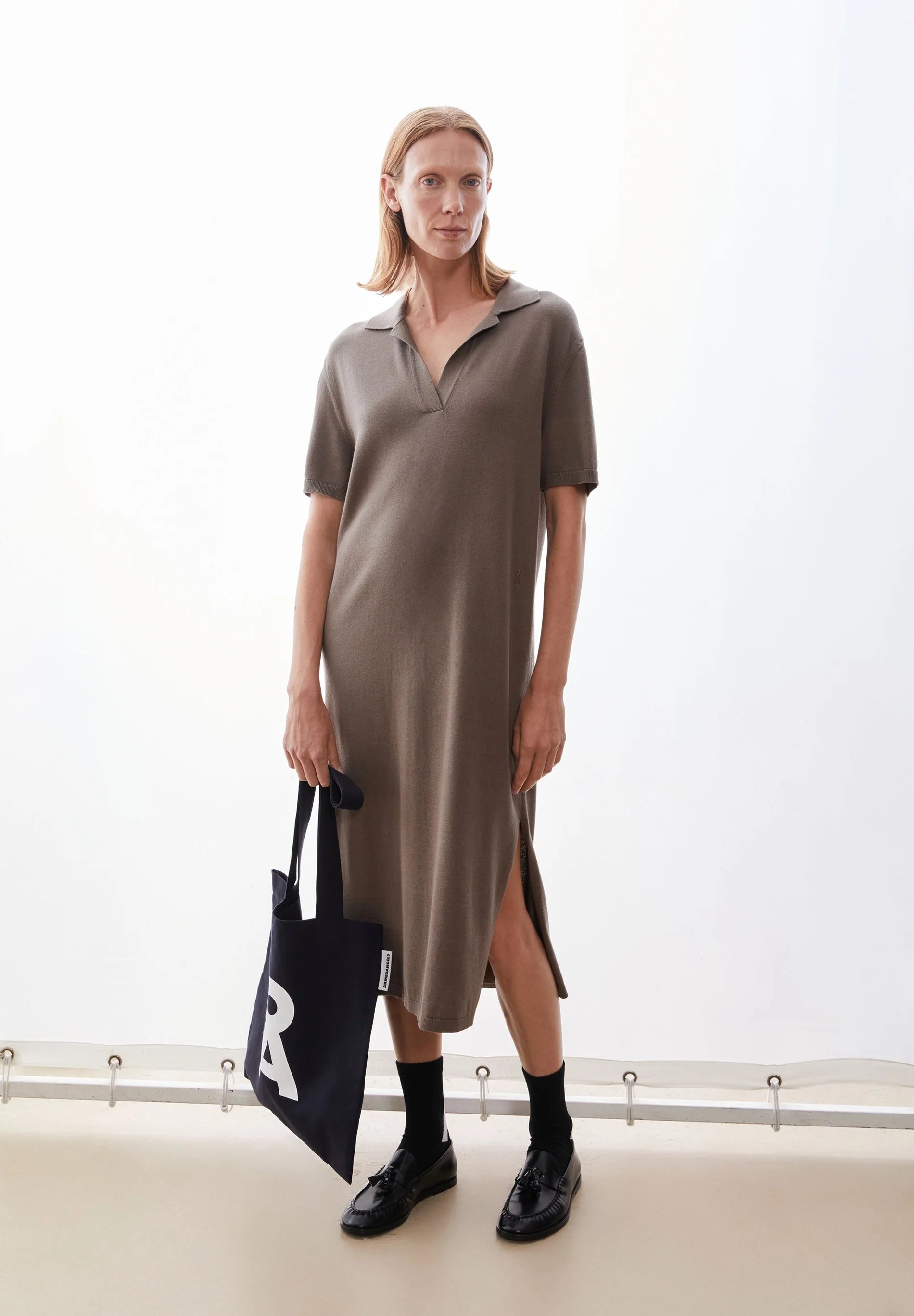 Armedangels - Damen Feinstrick Polokleid Bio-Baumwoll-Mix