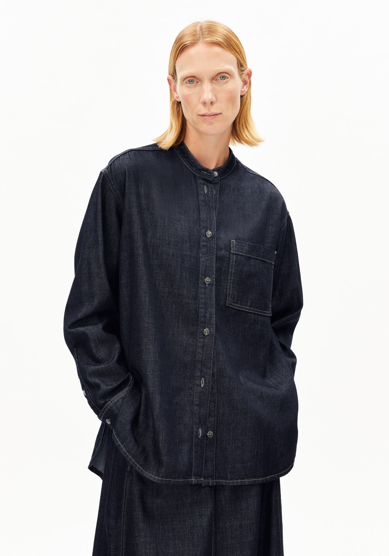 Armedangels - Damen Weite Jeansbluse Bio-Baumwoll-Mix