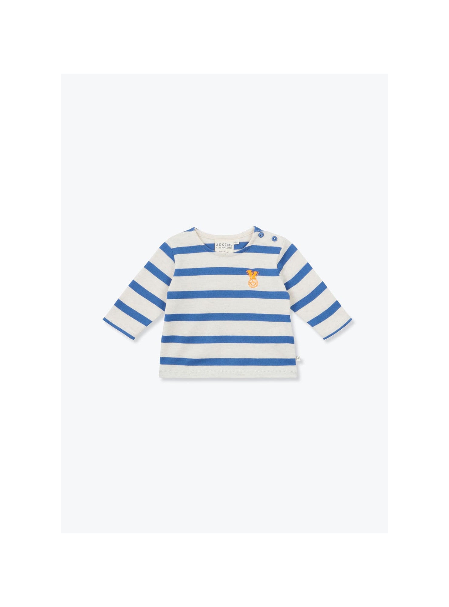 Arsène et les Pipelettes - Baby Langarmshirt blau gestreift