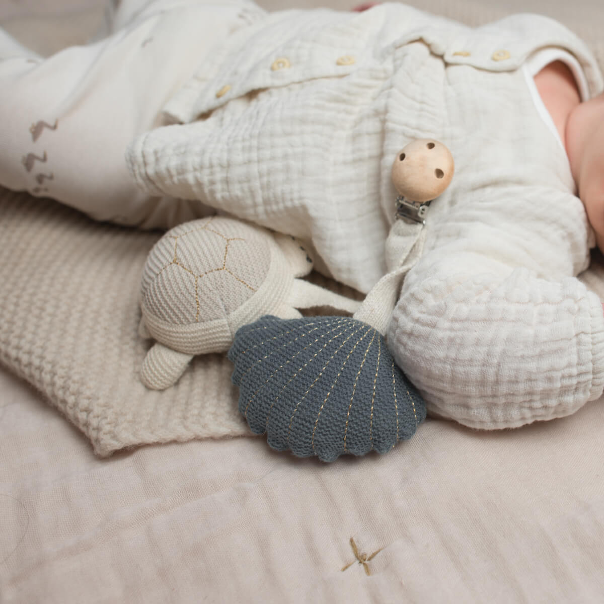 Baby Bello - Kinderwagenkette "Schildkröte" Baumwolle (Bio) blau