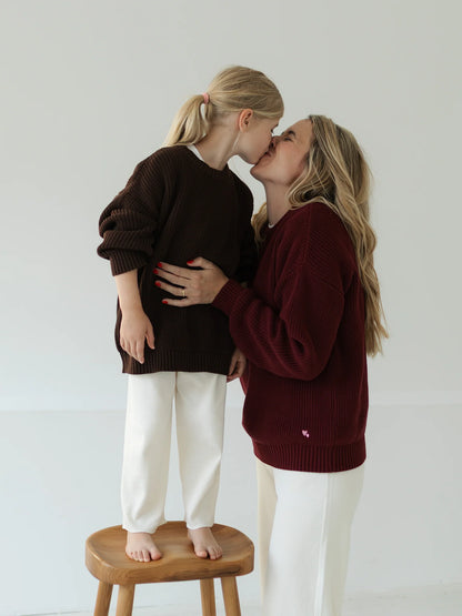 Atelier Rive - Kinder Chunky Knit Pullover dunkelbraun